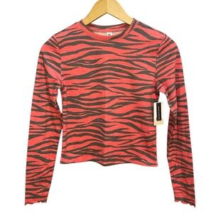 BP Pink and Gray Animal Print Long Sleeve Top